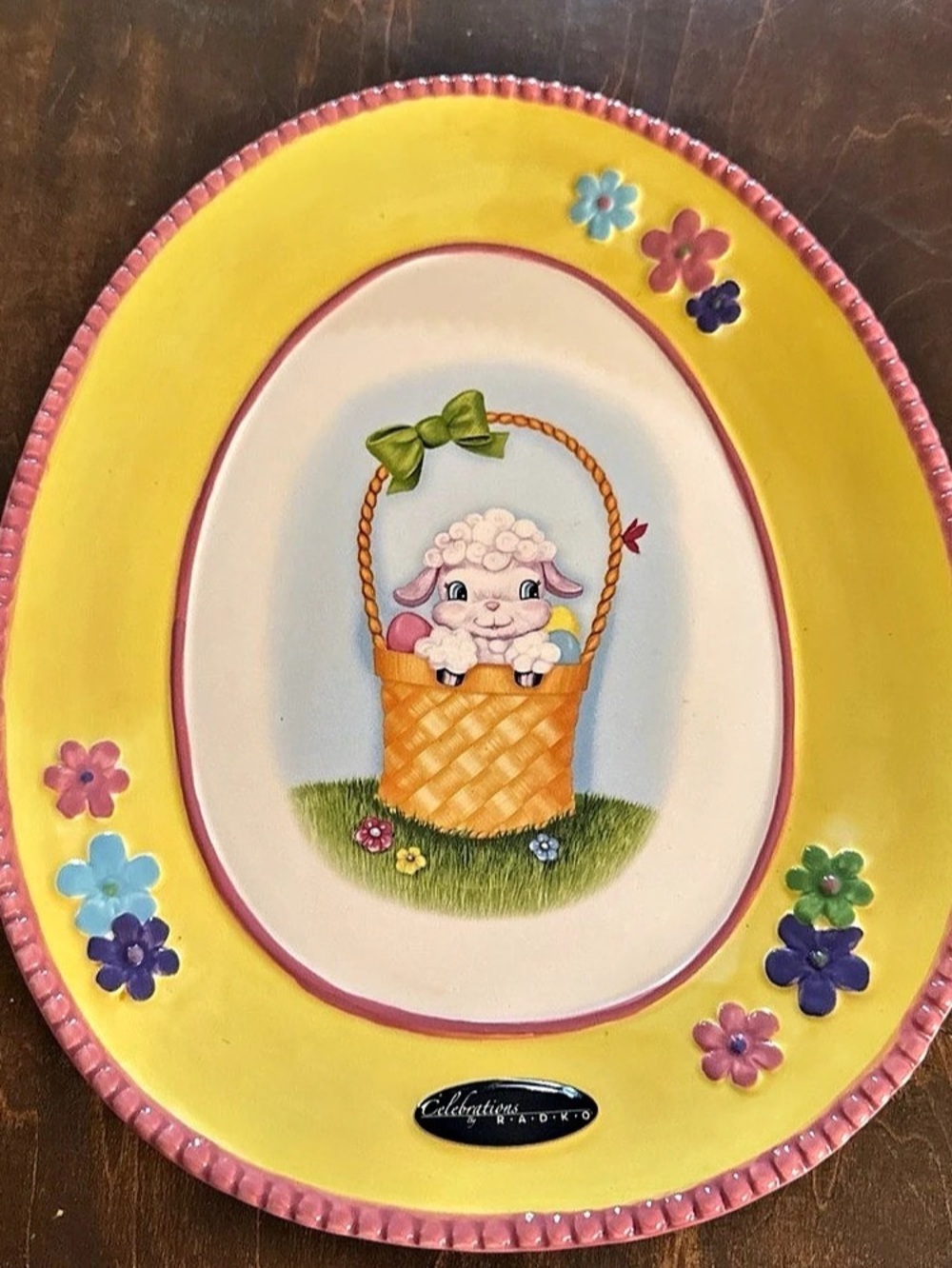Christopher Radko Celebrations Lamb in Basket Plate Lamb in Basket Floral P